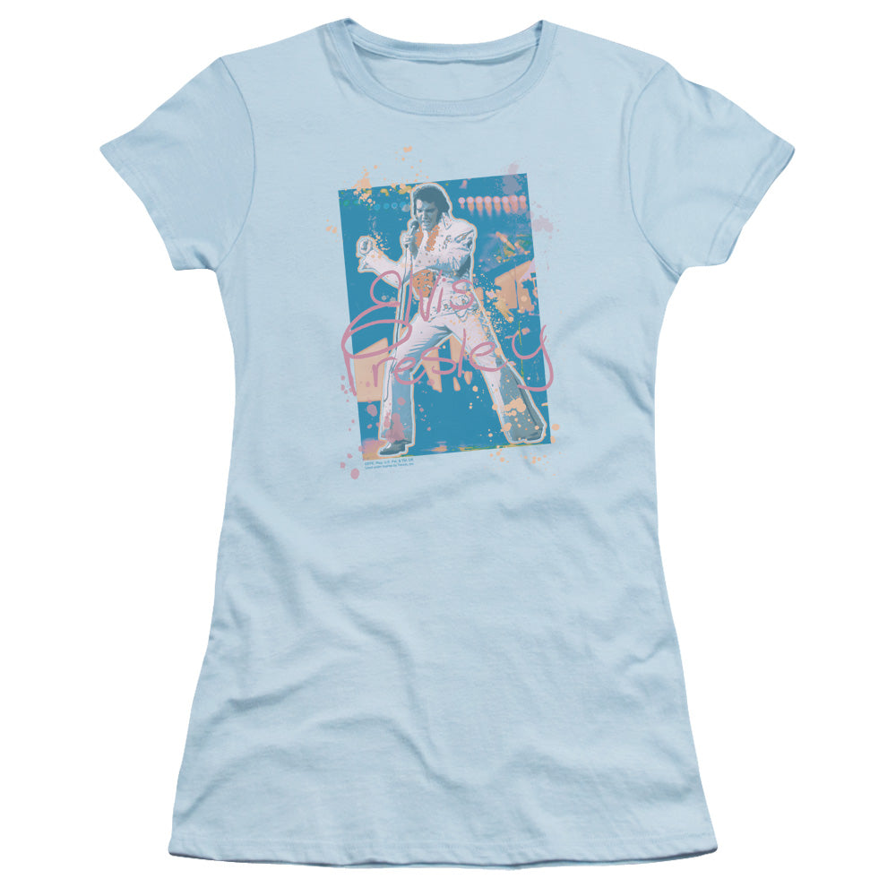 ELVIS PRESLEY SPLATTER HAWAII - S/S JUNIOR SHEER - LIGHT BLUE T-Shirt