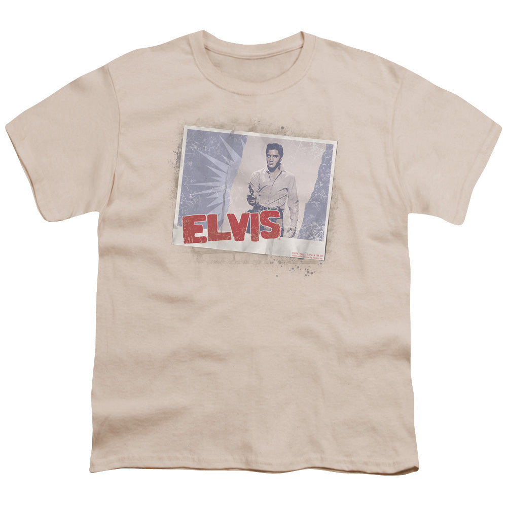 Elvis Presley - Tough Guy Poster - Short Sleeve Youth 18/1 - Sand T-shirt