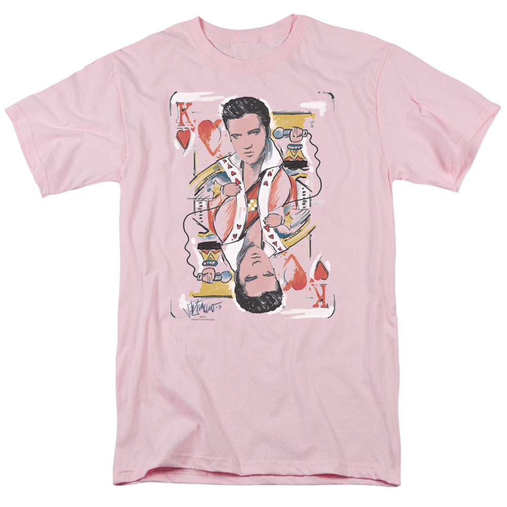 Elvis Presley - King Of Hearts - Short Sleeve Adult 18/1 - Pink T-shirt