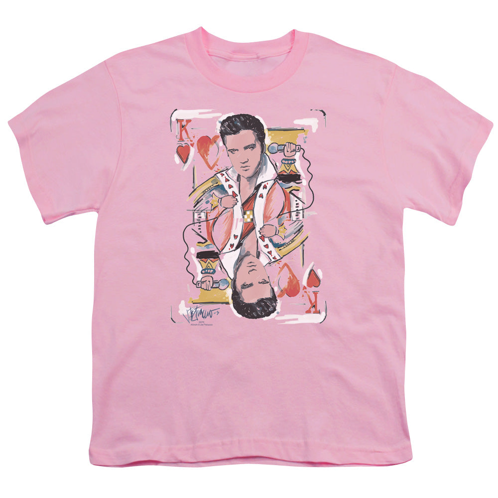 Elvis Presley - King Of Hearts - Short Sleeve Youth 18/1 - Pink T-shirt