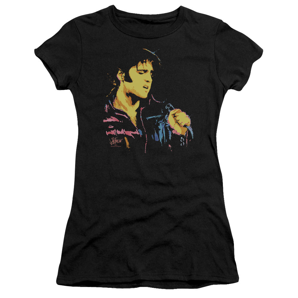 Elvis Presley - Neon Elvis - Short Sleeve Junior Sheer - Black T-shirt