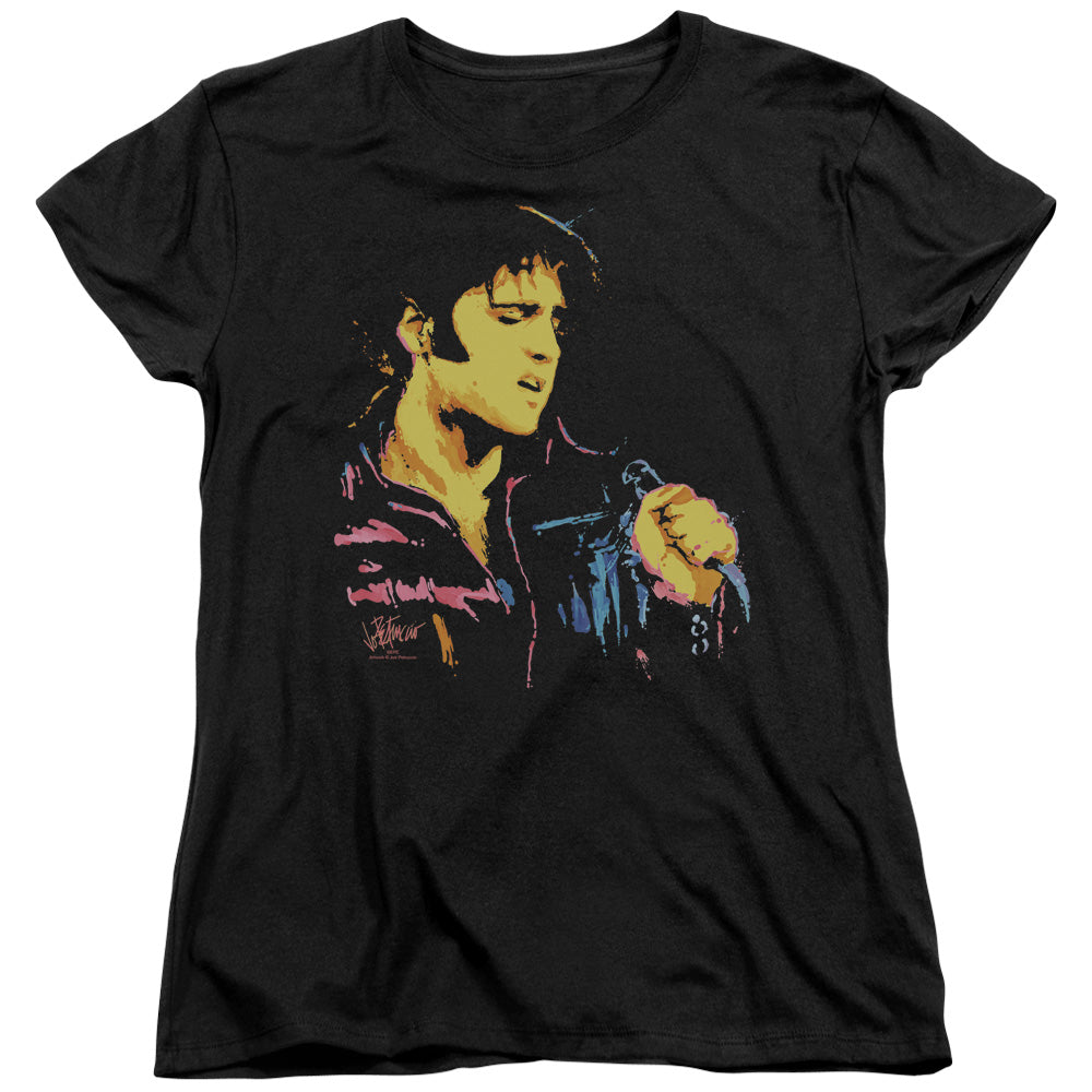 Elvis Presley - Neon Elvis - Short Sleeve Womens Tee - Black T-shirt