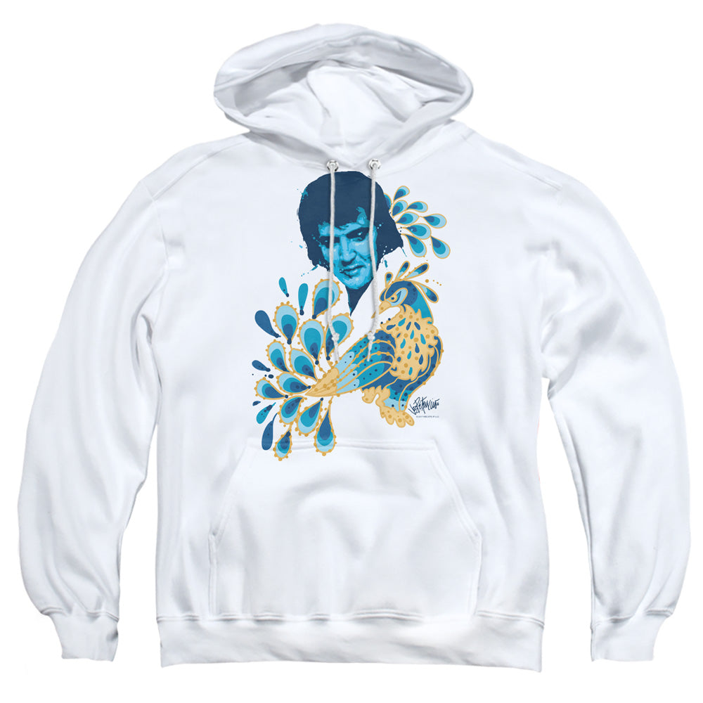 Elvis Presley - Peacock - Adult Pull-over Hoodie - White