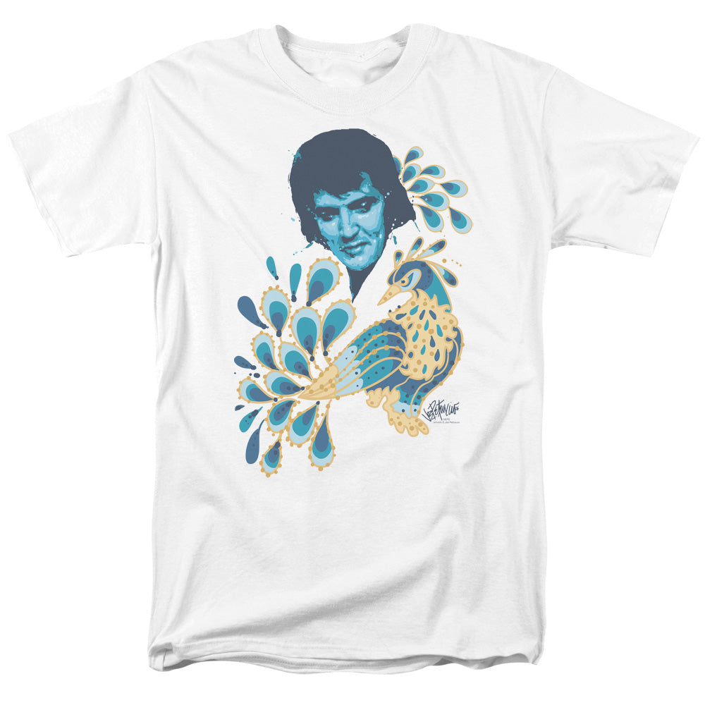Elvis Presley - Peacock - Short Sleeve Adult 18/1 - White T-shirt