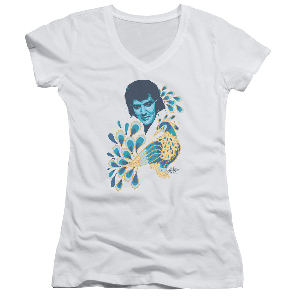 Elvis Presley - Peacock - Junior V-neck - White