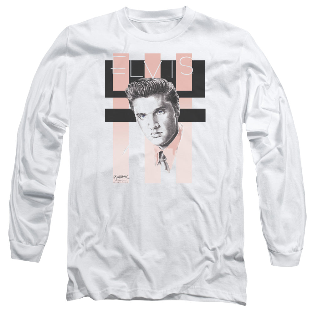 Elvis Presley - Retro - Long Sleeve Adult 18/1 - White T-shirt