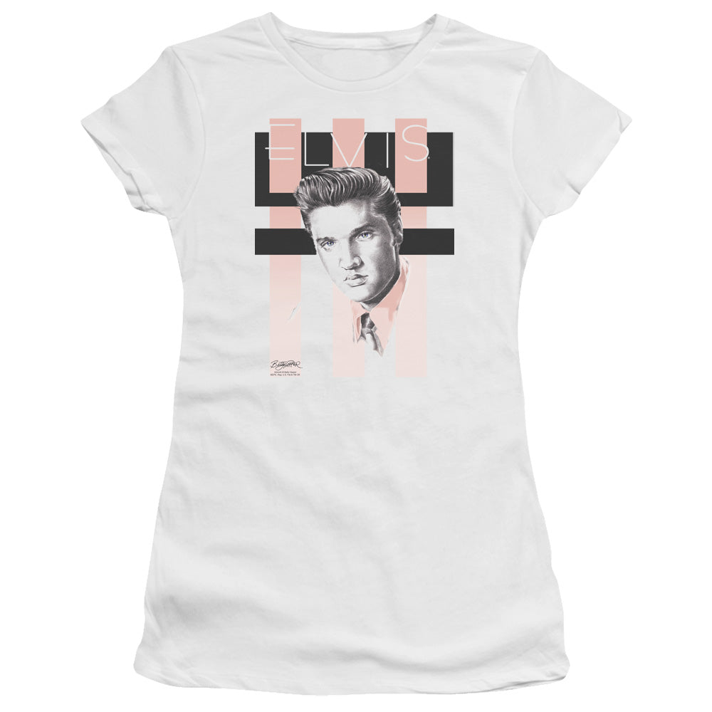 Elvis Presley - Retro - Short Sleeve Junior Sheer - White T-shirt