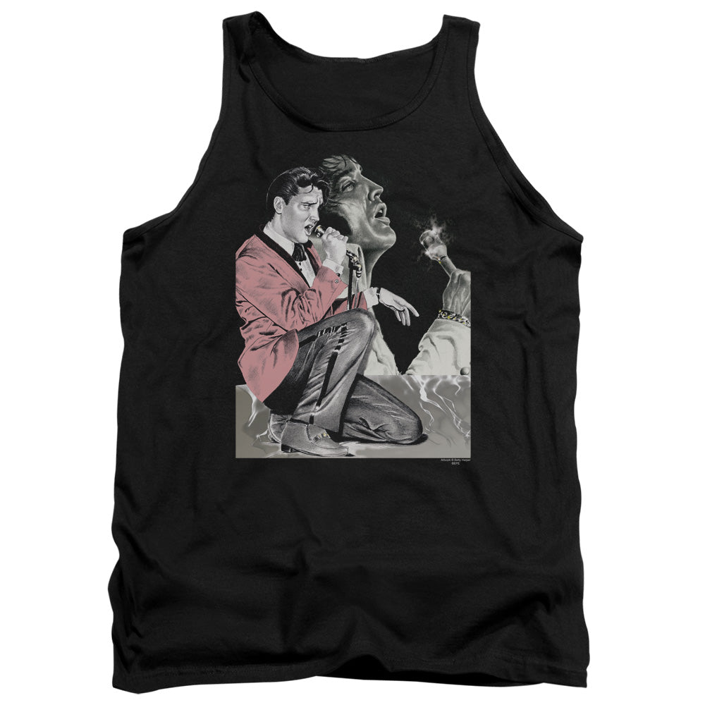 Elvis Presley - Rock N Roll Smoke - Adult Tank - Black