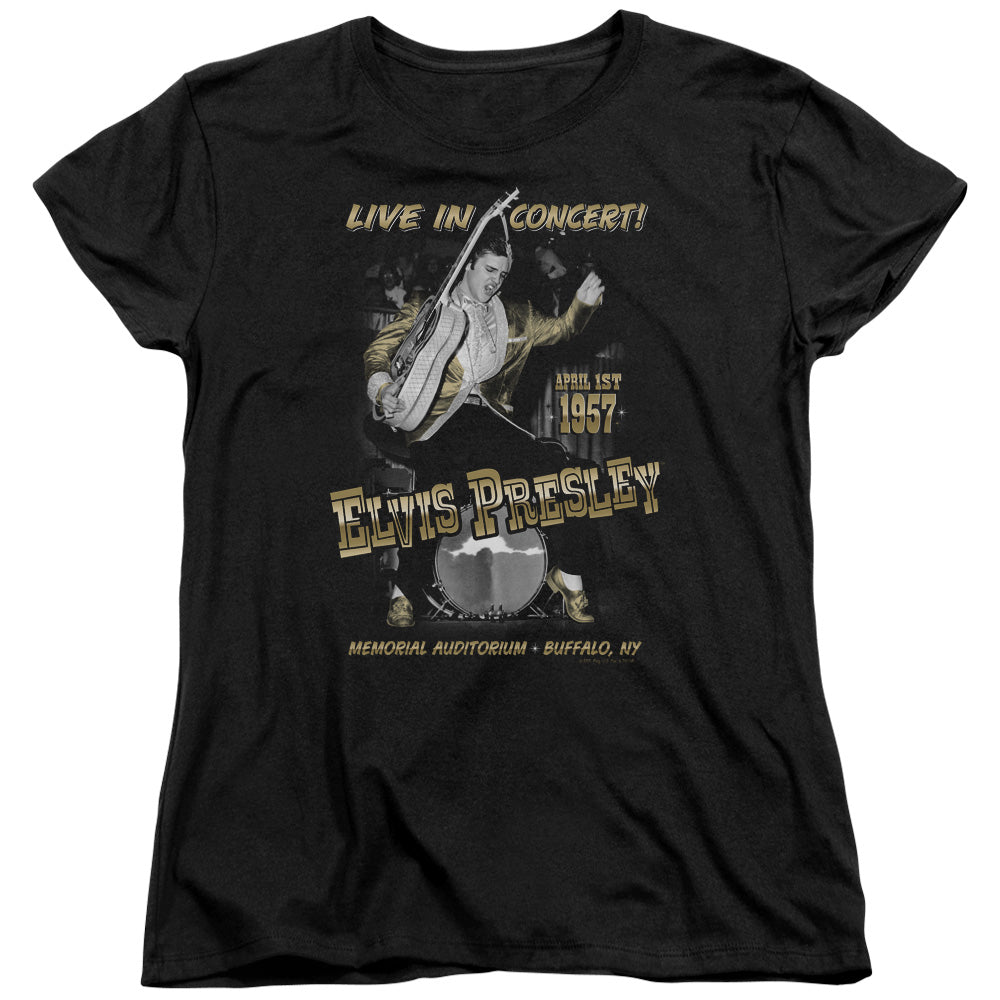 Elvis Presley - Live In Buffalo - Short Sleeve Womens Tee - Black T-shirt