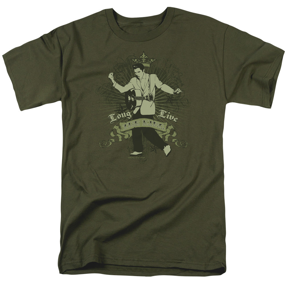 Elvis Presley - Long Live The King - Short Sleeve Adult 18/1 - Military Green T-shirt