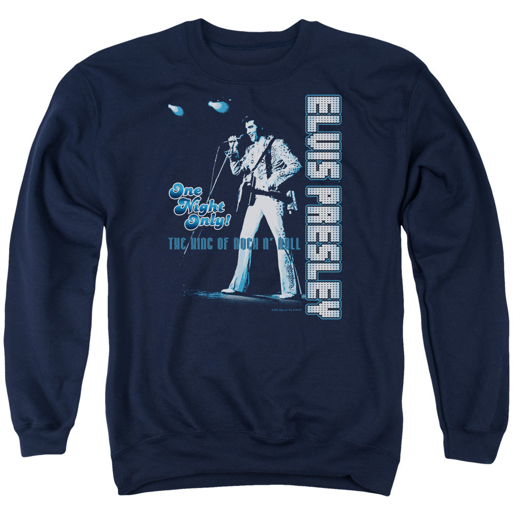 Elvis Presley - One Night Only - Adult Crewneck Sweatshirt - Navy