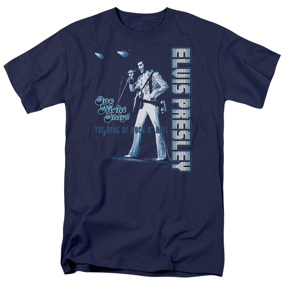 Elvis Presley - One Night Only - Short Sleeve Adult 18/1 - Navy T-shirt