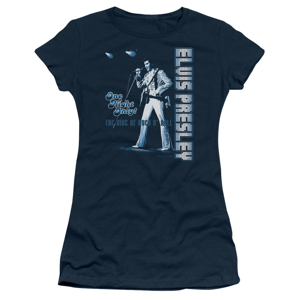 Elvis Presley - One Night Only - Short Sleeve Junior Sheer - Navy T-shirt