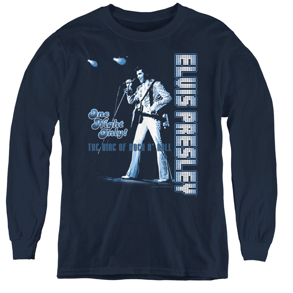 Elvis Presley - One Night Only - Youth Long Sleeve Tee - Navy