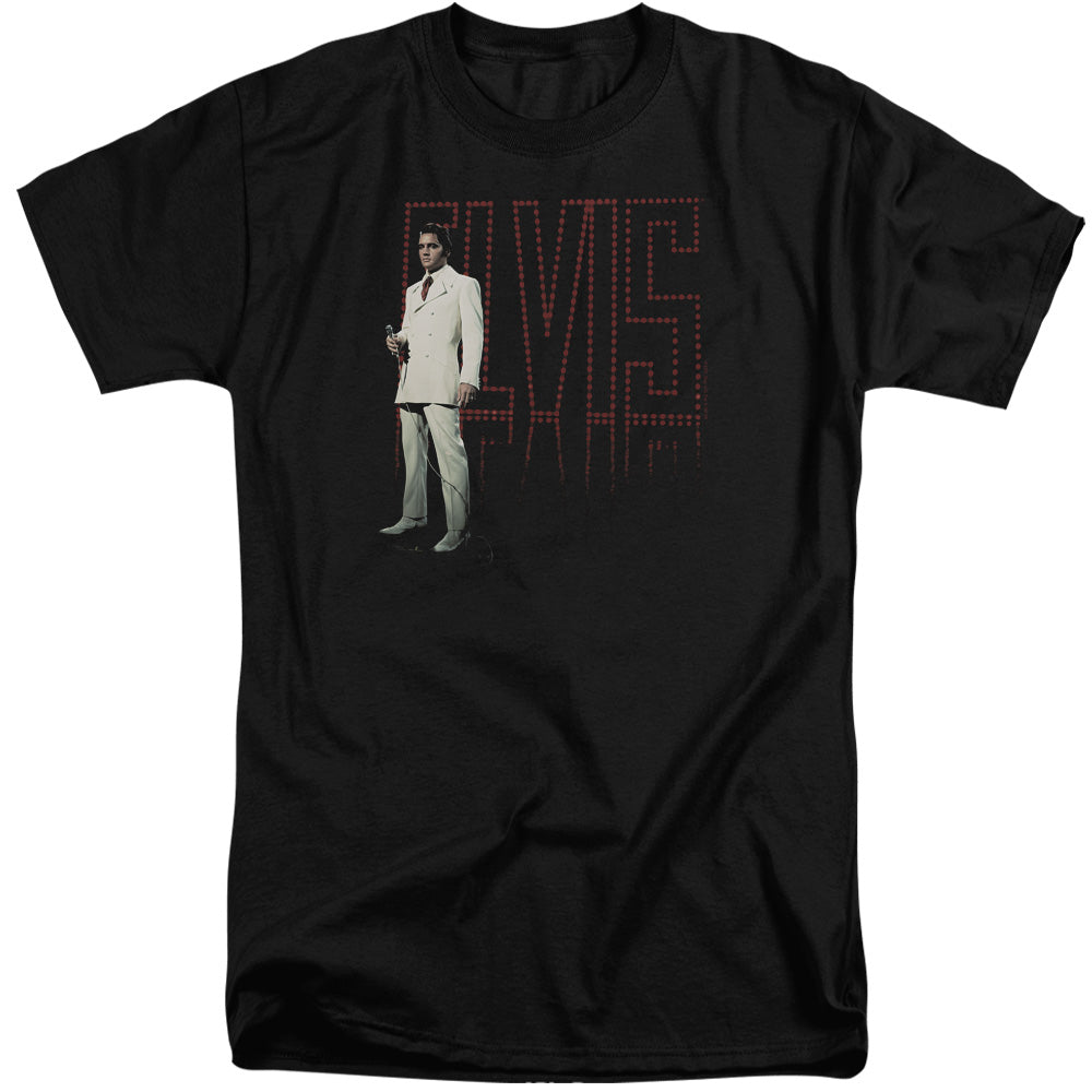 Elvis Presley - White Suit - Short Sleeve Adult Tall - Black T-shirt