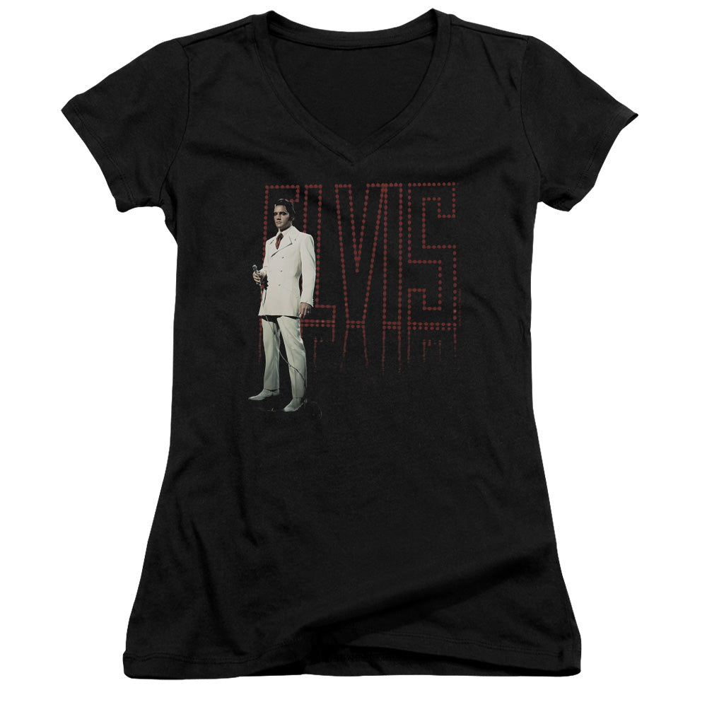 Elvis Presley - White Suit - Junior V-neck - Black