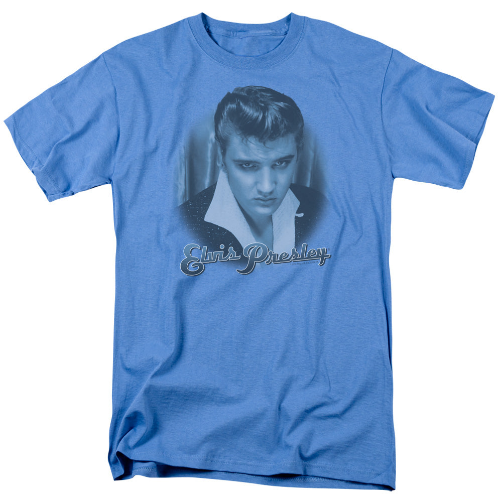 Elvis Presley - Blue Suede Fade - Short Sleeve Adult 18/1 - Carolina Blue T-shirt