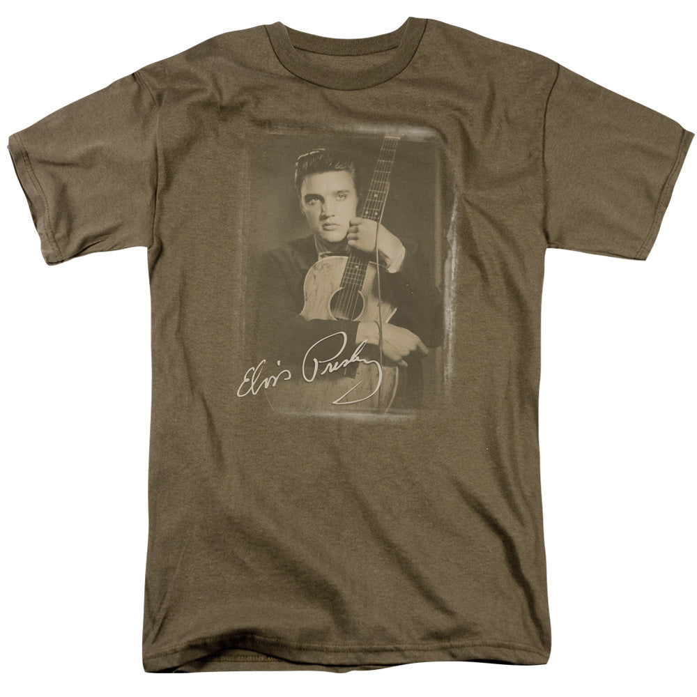 Elvis Presley - Guitar Man - Short Sleeve Adult 18/1 - Safari Green T-shirt