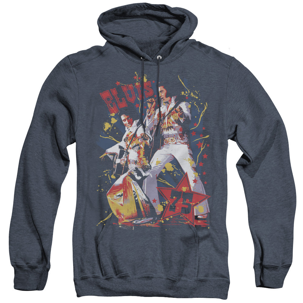 Elvis Presley - Eagle Elvis - Adult Heather Hoodie - Navy