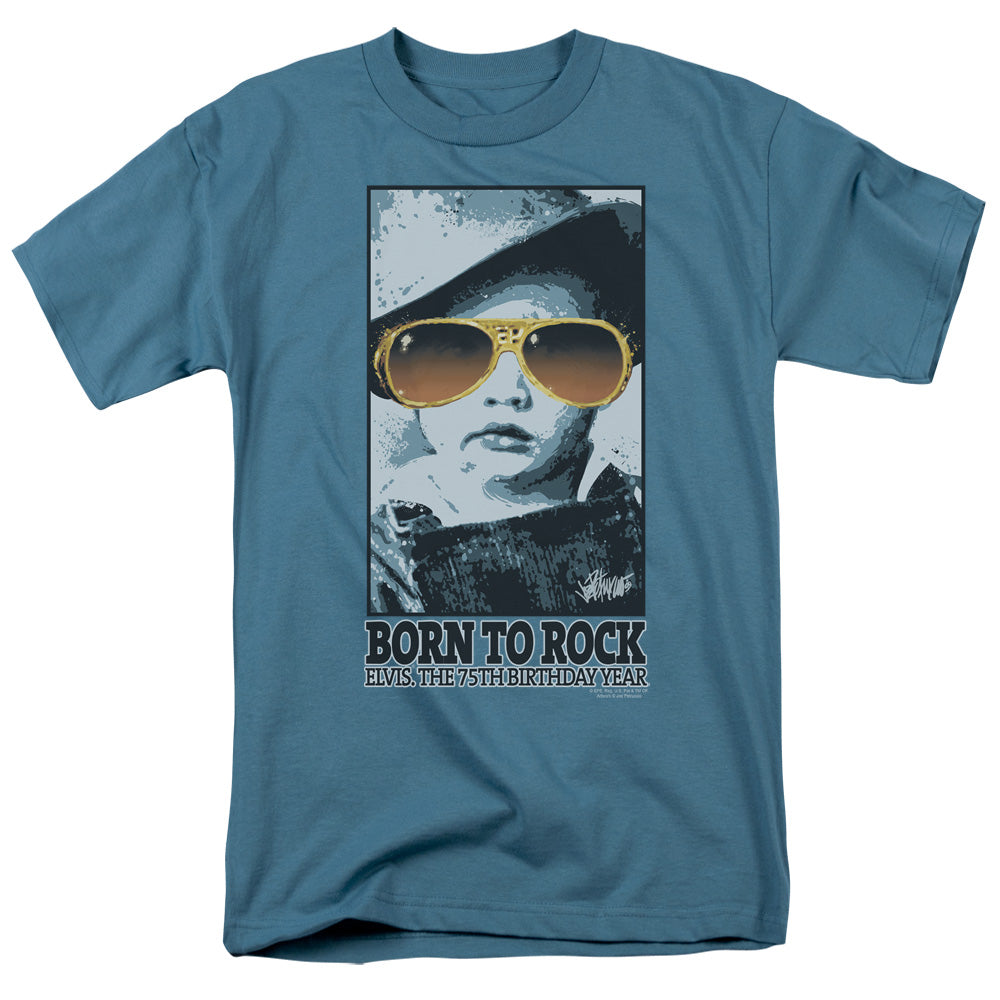 Elvis Presley - Born To Rock - Short Sleeve Adult 18/1 - Slate T-shirt