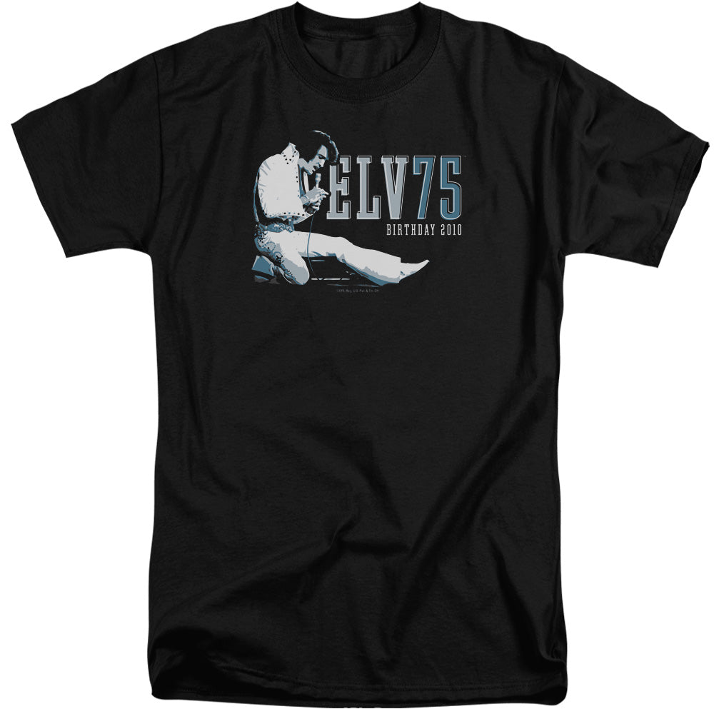 Elvis Presley - Elv 75 Logo - Short Sleeve Adult Tall - Black T-shirt