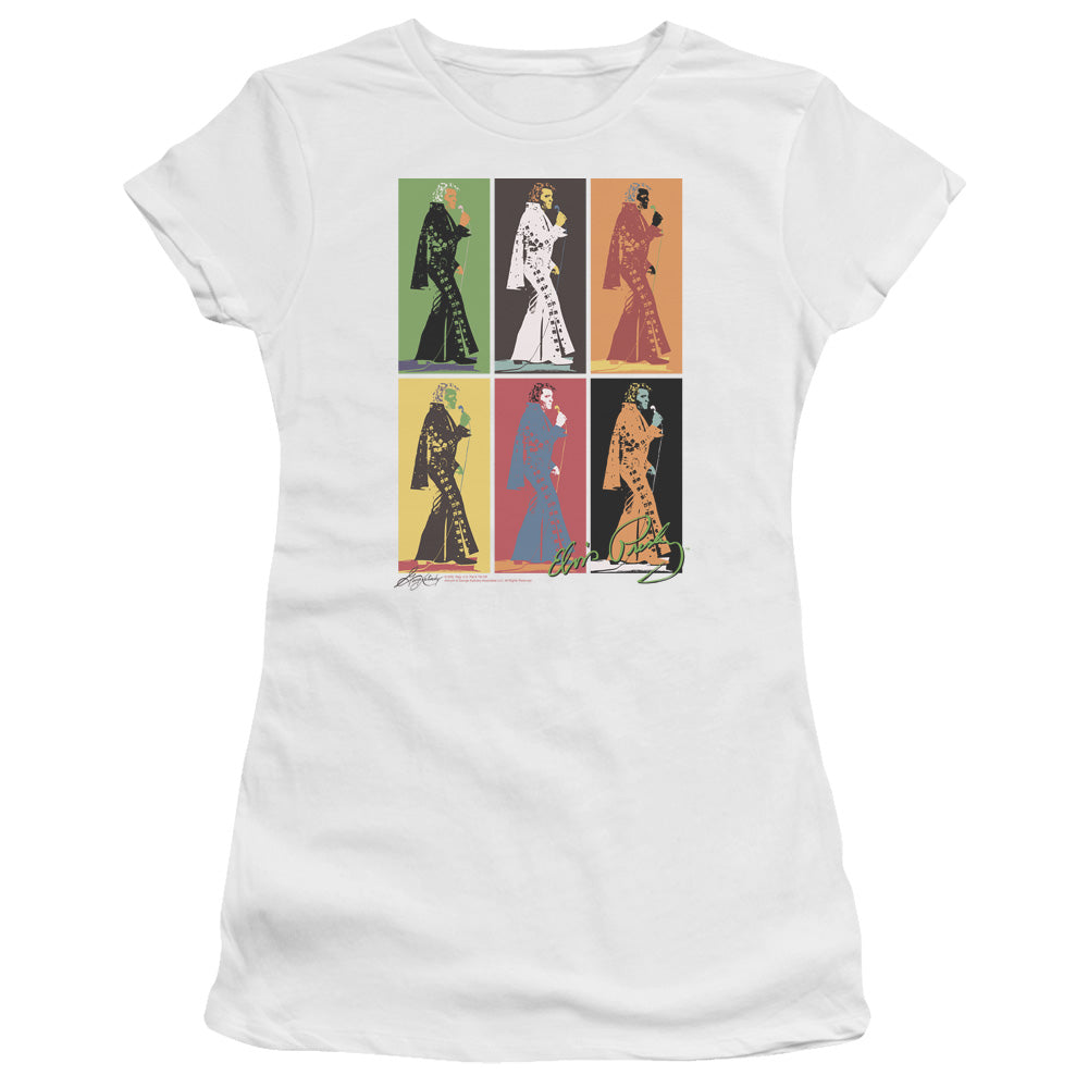 Elvis Presley - Retro Boxes - Short Sleeve Junior Sheer - White T-shirt