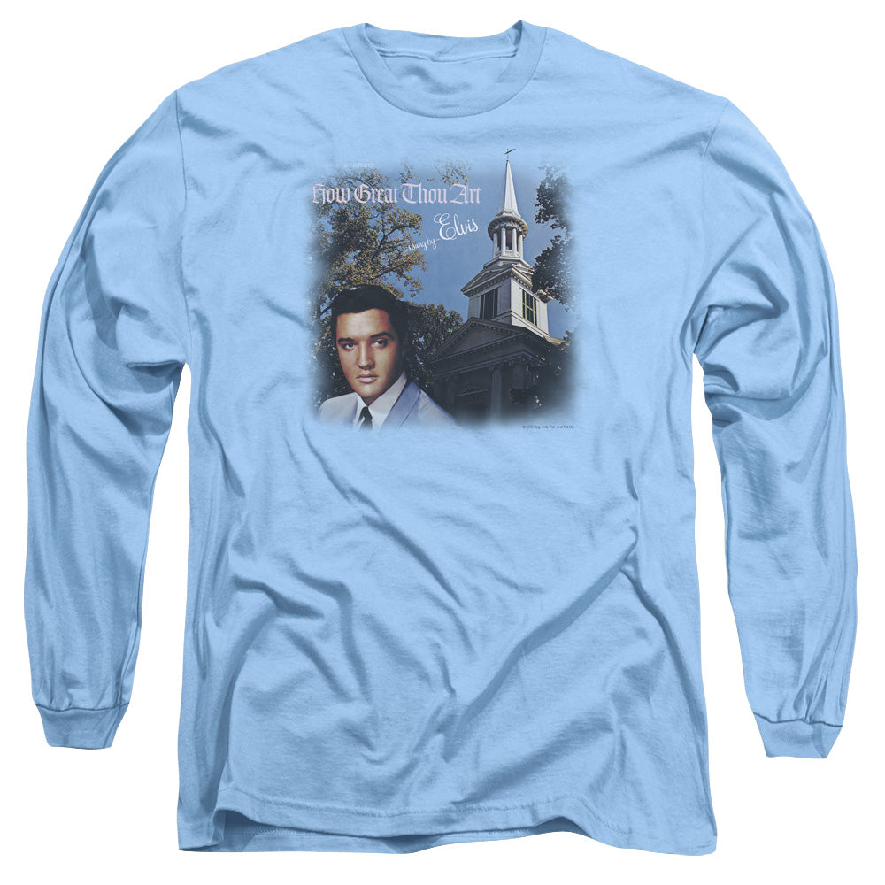 Elvis Presley - How Great Thou Art - Long Sleeve Adult 18/1 - Carolina Blue T-shirt
