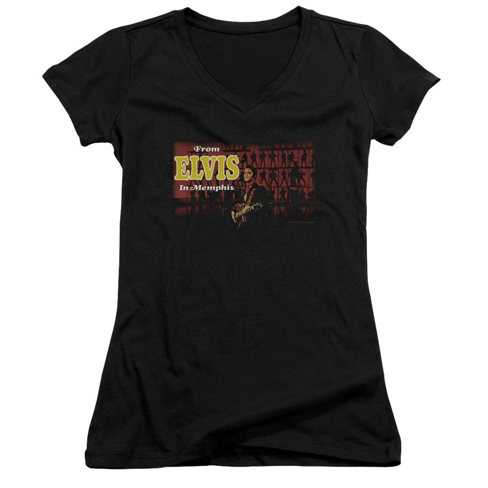 Elvis Presley From Elvis In Memphis - Junior V-neck - Black