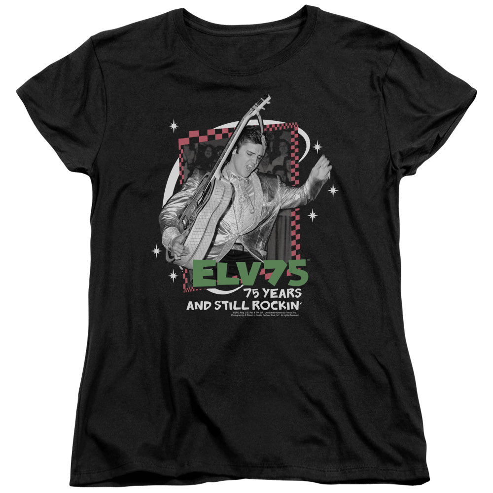 Elvis Presley - Still Rockin - Short Sleeve Womens Tee - Black T-shirt