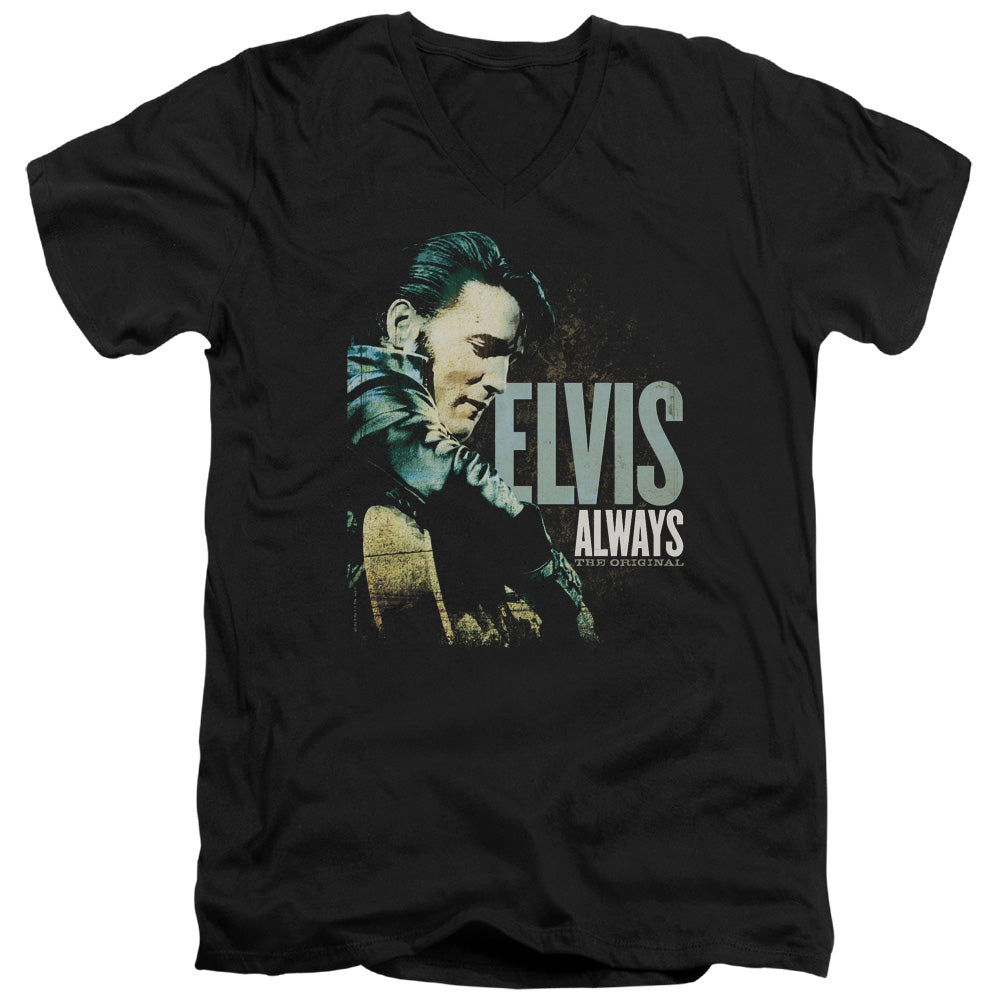Elvis Presley - Always The Original - Short Sleeve Adult V-neck - Black T-shirt