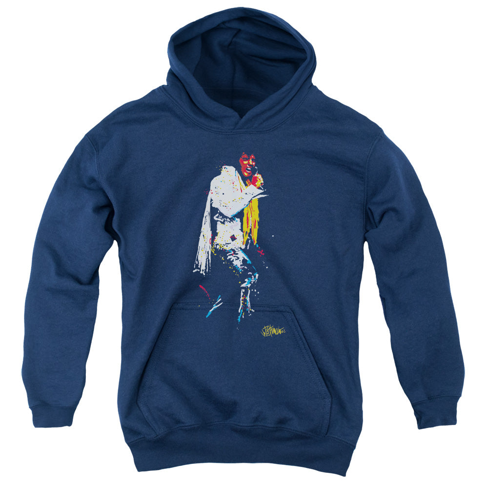Elvis Presley - Yellow Scarf - Youth Pull-over Hoodie - Navy