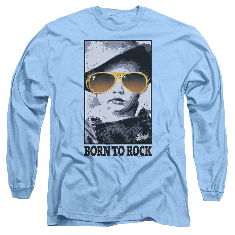 Elvis Presley - Born To Rock - Long Sleeve Adult 18/1 - Carolina Blue T-shirt