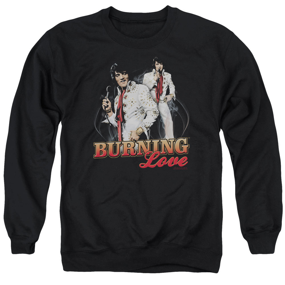 Elvis Presley - Burning Love - Adult Crewneck Sweatshirt - Black