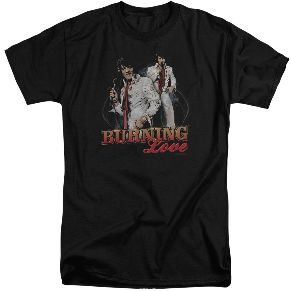 Elvis Presley - Burning Love - Short Sleeve Adult Tall - Black T-shirt