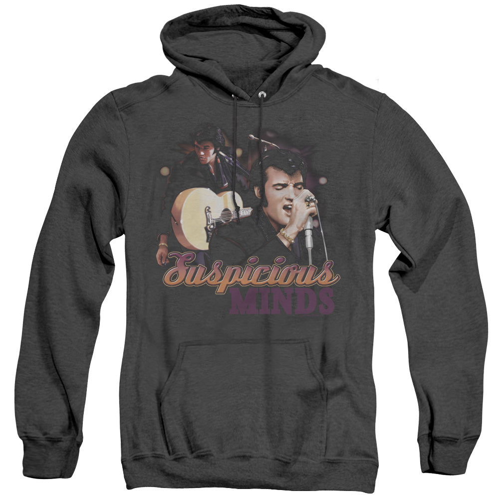 Elvis Presley - Suspicious Minds - Adult Heather Hoodie - Black