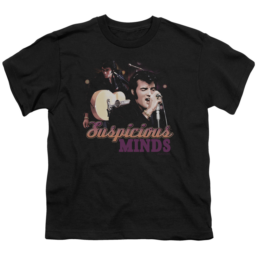 Elvis Presley - Suspicious Minds - Short Sleeve Youth 18/1 - Black T-shirt
