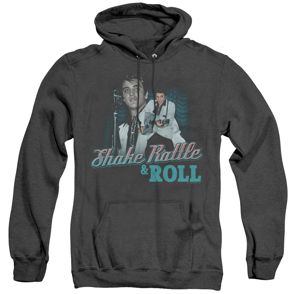 Elvis Presley - Shake Rattle & Roll - Adult Heather Hoodie - Black