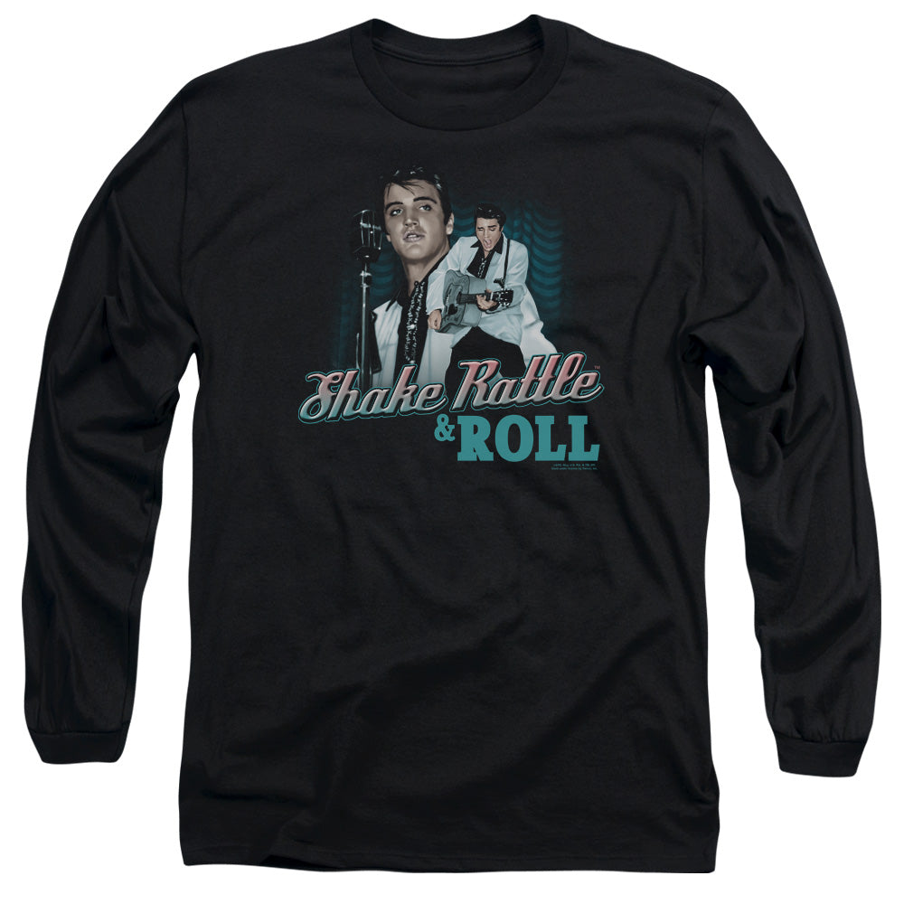 Elvis Presley - Shake Rattle & Roll - Long Sleeve Adult 18/1 - Black T-shirt