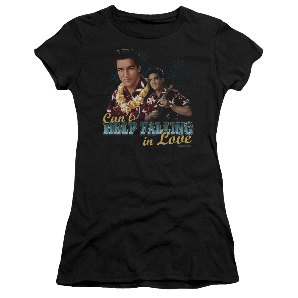Elvis Presley - Cant Help Falling - Short Sleeve Junior Sheer - Black T-shirt