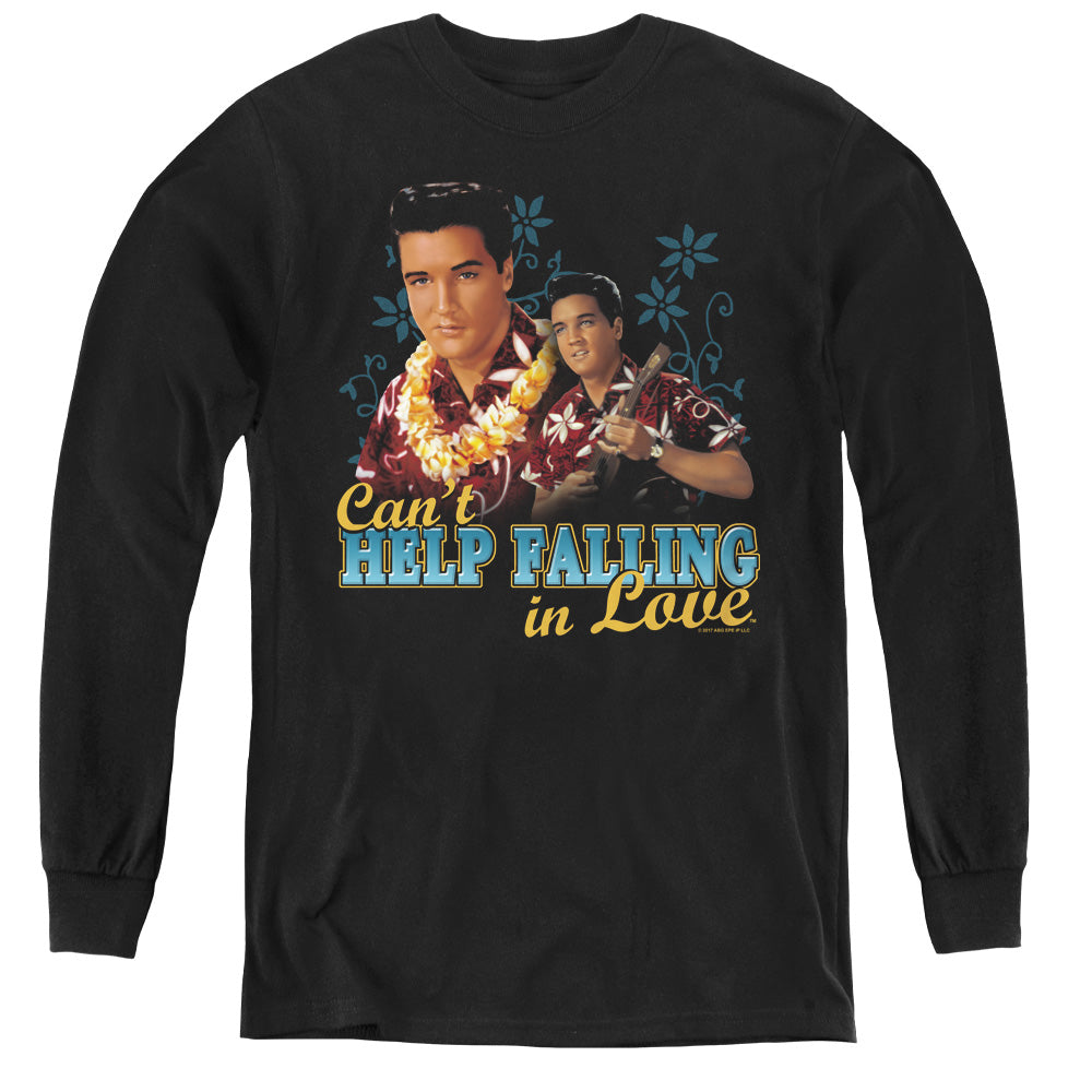 Elvis Presley Cant Help Falling - Youth Long Sleeve Tee - Black