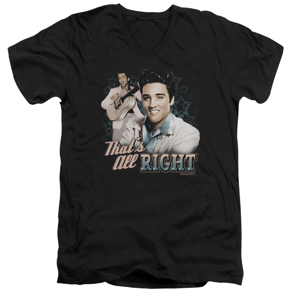 Elvis Presley - Thats All Right - Short Sleeve Adult V-neck - Black T-shirt