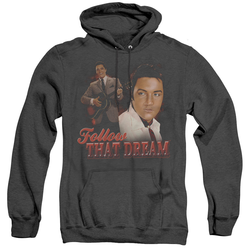 Elvis Presley - Follow That Dream - Adult Heather Hoodie - Black