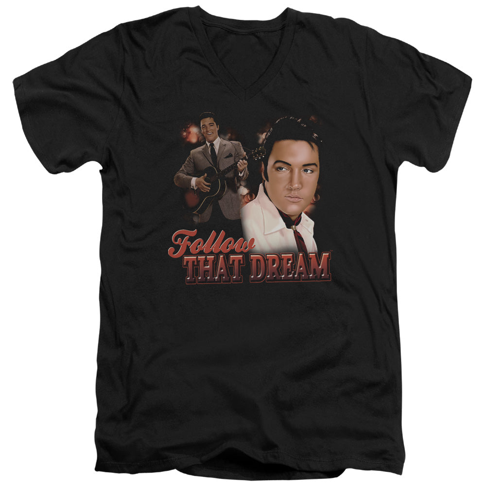 Elvis Presley - Follow That Dream - Short Sleeve Adult V-neck - Black T-shirt