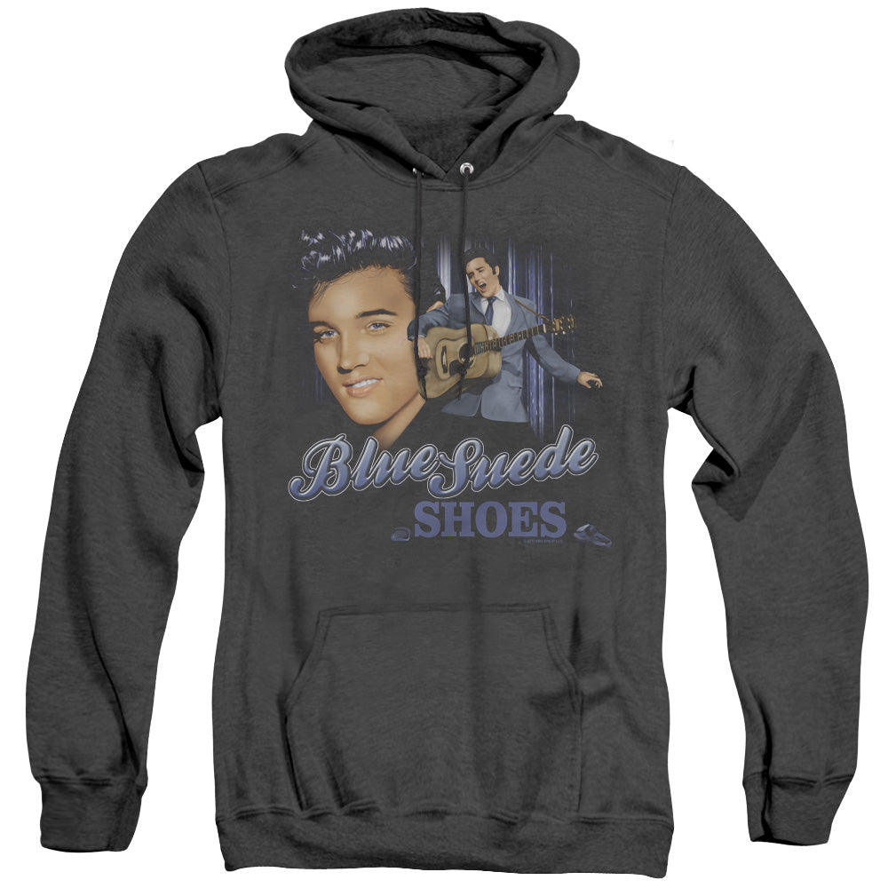 Elvis Presley Blue Suede Shoes - Adult Heather Hoodie - Black