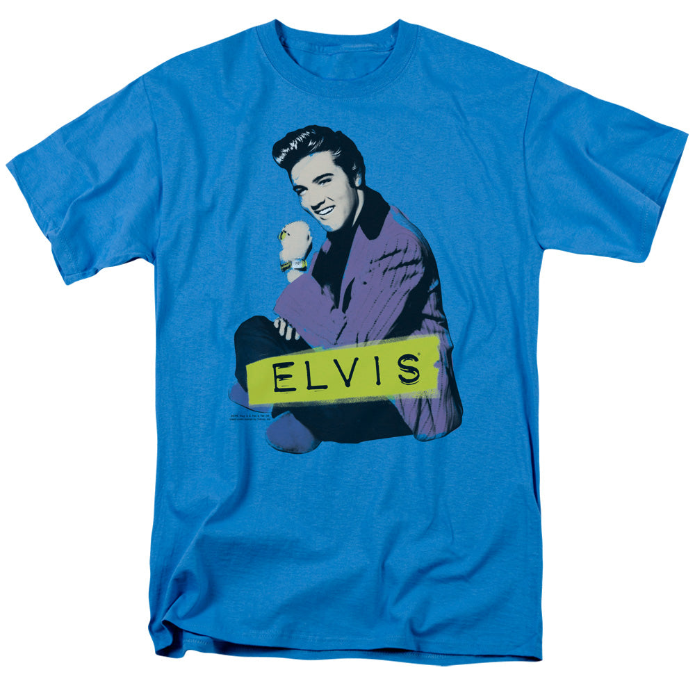 Elvis Presley - Sitting - Short Sleeve Adult 18/1 - Turquoise T-shirt