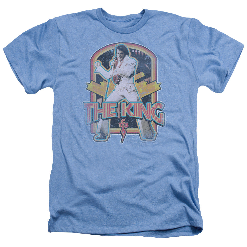 Elvis Presley - Distressed King - Adult Heather - Light Blue