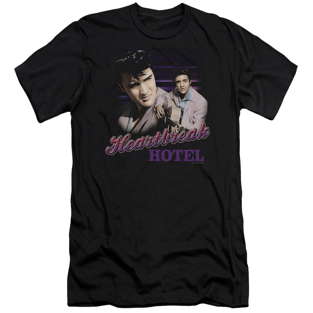Elvis Presley - Heartbreak Hotel-premuim Canvas Adult Slim Fit 30/1 - Black