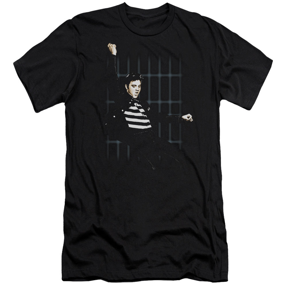 Elvis Presley - Blue Bars - Short Sleeve Adult 30/1 - Black T-shirt
