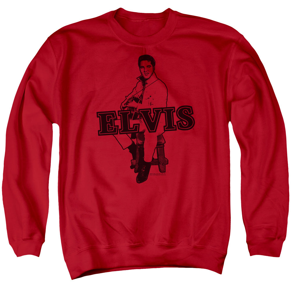 Elvis Presley - Jamming - Adult Crewneck Sweatshirt - Red