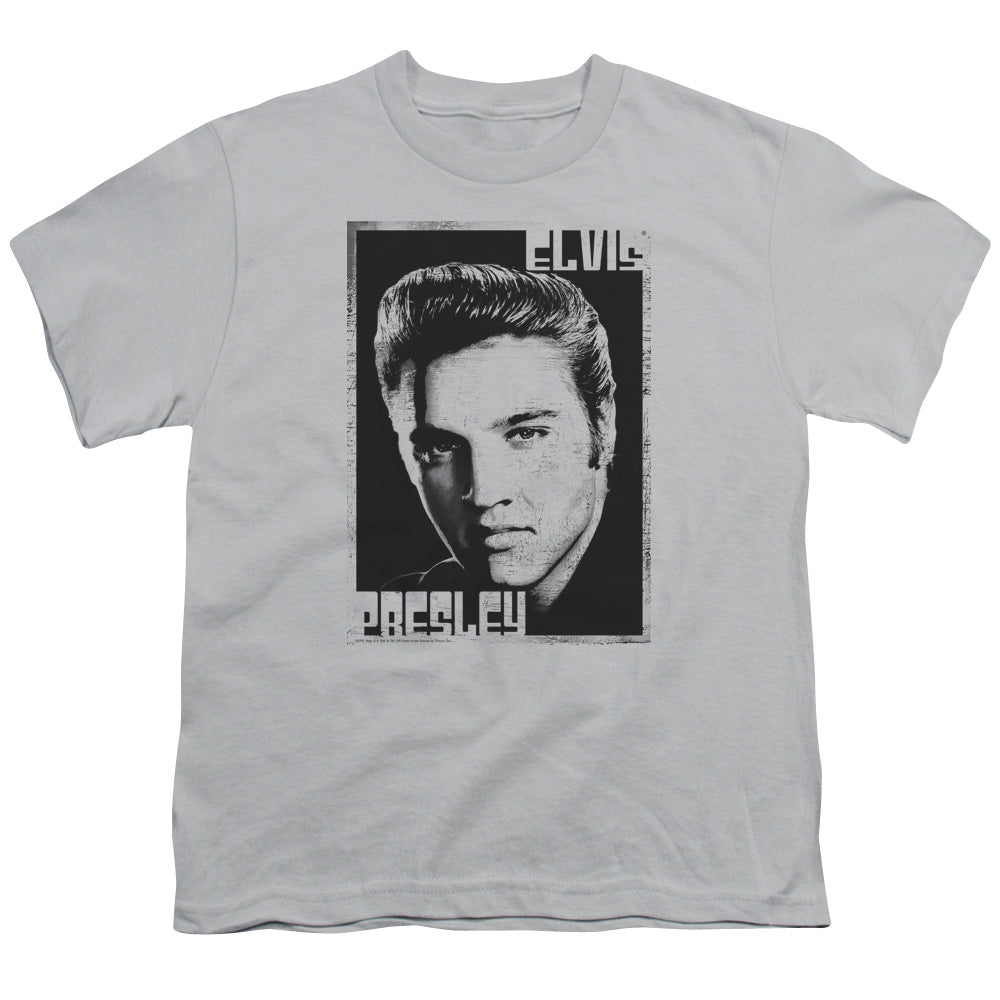 Elvis Presley - Graphic Portrait - Short Sleeve Youth 18/1 - Silver T-shirt
